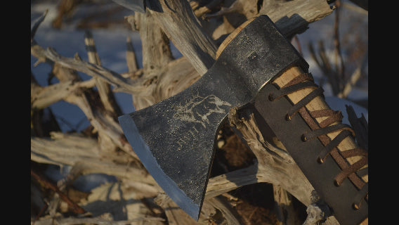 Laser Engraving Elk Design on Hand-Forged Bushcraft Axe | Custom Axe Engraving Process