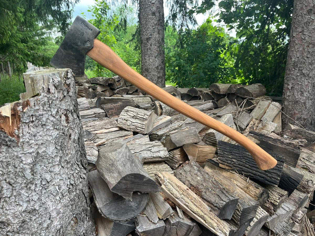 STOHLER axe historical recreation wood handle firewood splitting Canada Broad River Forge
