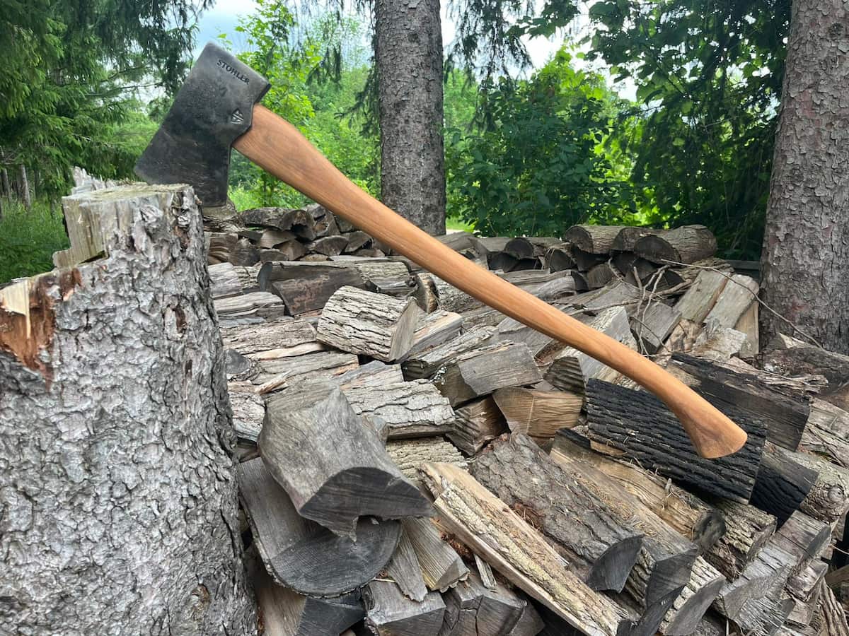 STOHLER axe historical recreation wood handle firewood splitting Canada Broad River Forge
