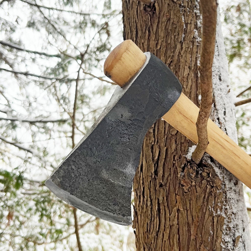 Hand-forged Tomahawk axe with hickory handle